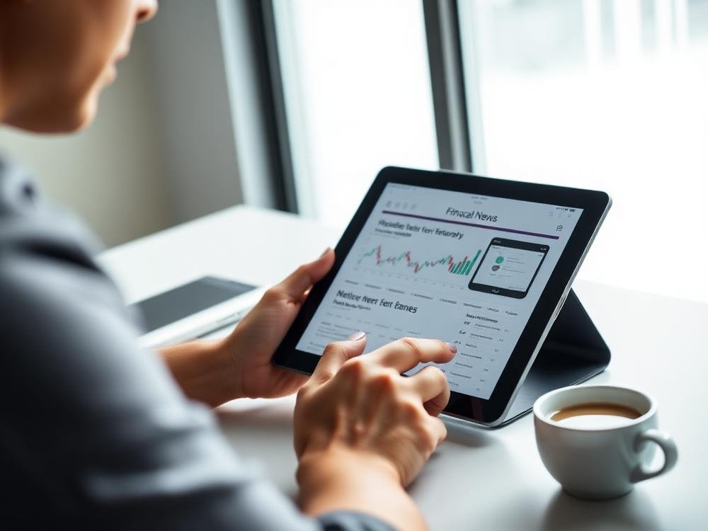 Pessoa lendo notícias do mercado financeiro em um tablet
